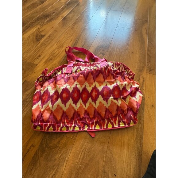 Chicos Pink & Orange Ikat Print Zip Travel Bag With Pouch - Picture 3 of 7